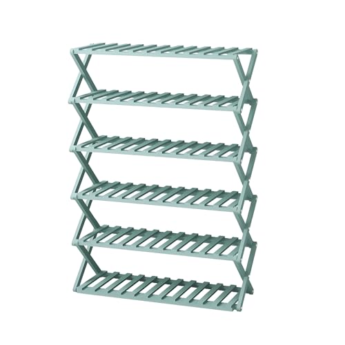 XOBRJQZ 6-stufiges Tragbares Bambus-Schuhregal, Freistehendes Klappbares Schuhaufbewahrungsregal für Kleine Räume, Platzsparend(70x108x25cm(27.6x42.5x9.8in)) von XOBRJQZ
