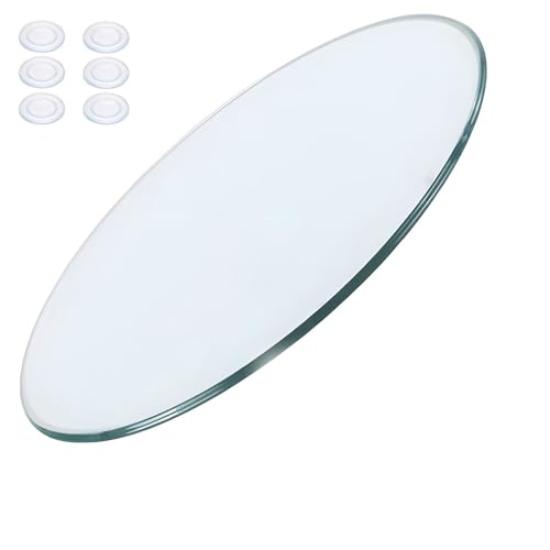 XOBRJQZ 8 Mm Dicke Runde Glas Tischplatte, Klare Tischschutz aus Gehärtetem Glas mit Anti-Rutsch-Pads(43cm) von XOBRJQZ