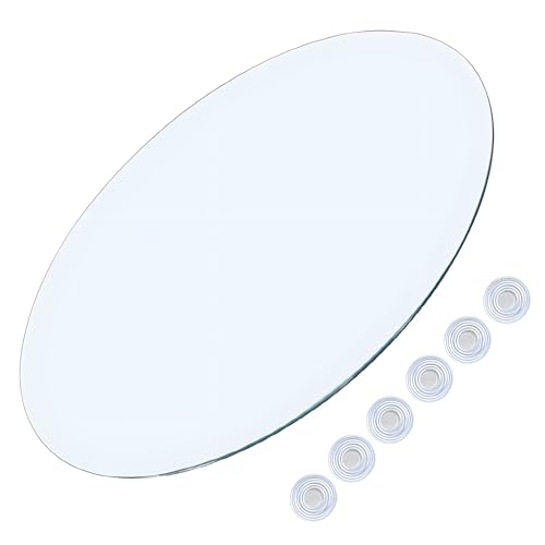 XOBRJQZ Klare Runde Tischplatte aus Gehärtetem Glas mit Rutschfestem Polster, 3/10 "(8 Mm) Zoll Dicke mit Polierte Kanten, Ersatz-Glasplatte, (58cm) von XOBRJQZ