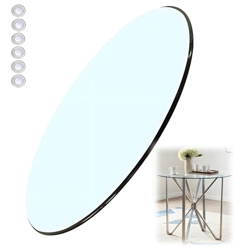 XOBRJQZ Rund Tischplatte aus Glas, 3/10 "(8 Mm) Zoll Dicke Gehärtete Polierte Kante, Ersatz -Tischschutz aus Gehärtetem Glas(98cm) von XOBRJQZ
