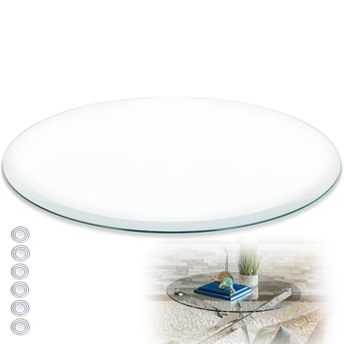 XOBRJQZ Runde Glas Tischplatte- 8 Mm Dicker Glasschutz mit Gehärtet, Flacher, Polierte Kanten und Rutschfesten Polstern(45cm) von XOBRJQZ