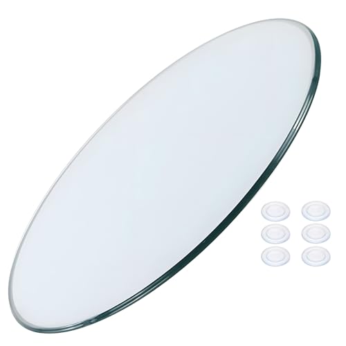 XOBRJQZ Runde Tischplatte aus Gehärtetem Glas, 3/10 "(8 Mm) Zoll Dicke Flache Polierte Kanten, rutschfeste Polster/Stoßstangen, Mehrzweck für Home Office Glas Tischplatte(38cm) von XOBRJQZ