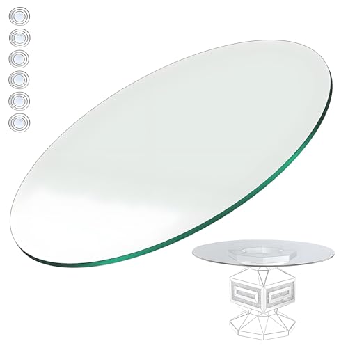 XOBRJQZ Runde Tischplatte aus Gehärtetem Glas - 3/10 "(8 Mm) Zoll Dick mit Flachen Polierte Kanten für Esszimmer, Küche, Couchtisch, Terrasse Tischschutz(98cm) von XOBRJQZ