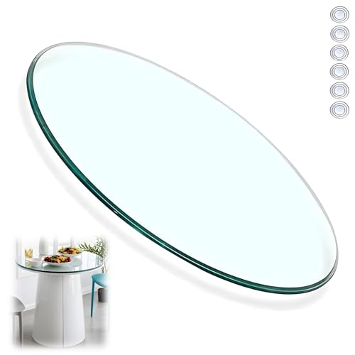 XOBRJQZ Runde Tischplatte aus Gehärtetem Glas - 3/10" (8mm) Zoll Dick, Ersatz-Tischschutz, Mehrzweck für Esszimmer, Terrasse, Couchtisch und Schreibtische(85cm) von XOBRJQZ