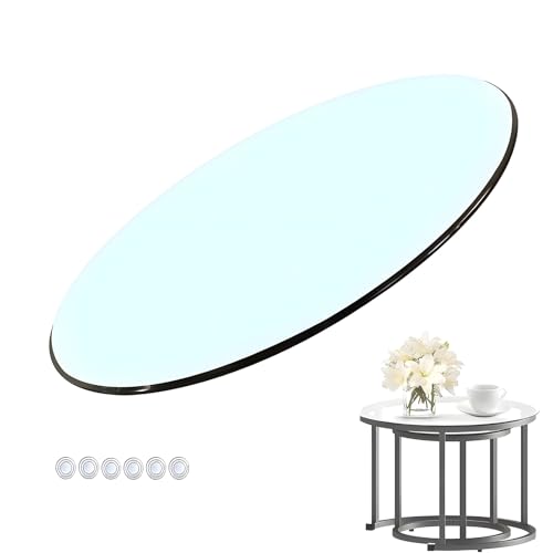 XOBRJQZ Runde Tischplatte aus Gehärtetem Glas mit Anti-Rutsch-Pads, 8 Mm Dick, Ersatz-Glasplatte, Polierte Kanten(48cm) von XOBRJQZ