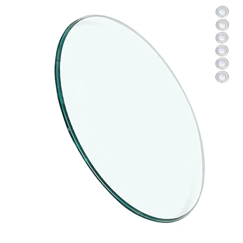 XOBRJQZ Runde Tischplatte aus Gehärtetem Glas mit Anti-Rutsch-Pads, 8 Mm Dicke Polierte Kanten, Leicht zu Reinigen, Ersatz-Tischplatte, Schutz der Esszimmer/Terrasse Tischplattenschutz(80cm) von XOBRJQZ