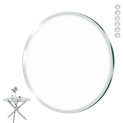 XOBRJQZ Runde Tischplatte aus Glas, Klar - 8 Mm Dick - Flache Polierte Kanten, Ersatz-Tischschutz Geeignet für 6 Anti-Rutsch-Pads(60cm) von XOBRJQZ