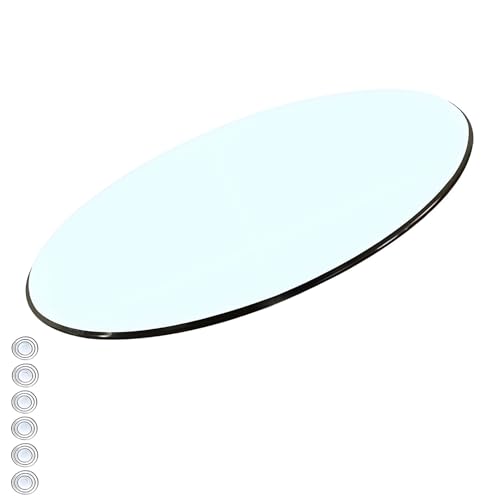 XOBRJQZ Runde Tischplatte aus Glas - Gehärtet - 8 Mm Dickes Glas mit Rutschfesten Pads/Stoßstangen, Polierte Kanten, Tischschutz(65cm) von XOBRJQZ