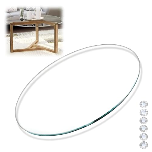 XOBRJQZ Runde Tischplatte aus Glas - Gehärtetem - 3/10" (8mm) Zoll Dick, Polierte Kante, Schutz der ESS-/Couch Tischschutz(88cm) von XOBRJQZ