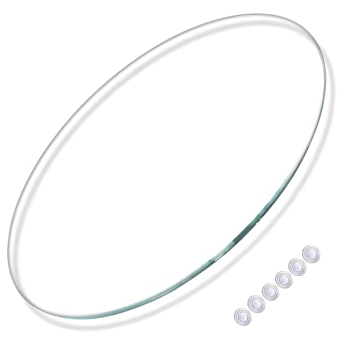 XOBRJQZ Runde Tischplatte aus Klarem, Gehärtetem Klarglas mit Rutschfestem Polster, 3/10" (8 Mm) Zoll Dicke, Polierte Kanten, Hohe Temperaturbeständigkeit(55cm) von XOBRJQZ