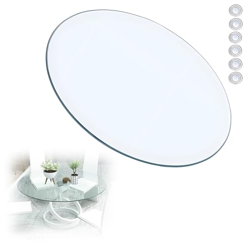 XOBRJQZ Runde Tischplatte aus Transparent Gehärtetem Glas - 8 Mm Dicker Glasschutz mit Rutschfesten Pads, Ersatz für ESS- Und Küchen- Und Terrassentisch(55cm) von XOBRJQZ