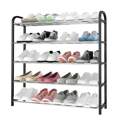 XOBRJQZ Schuhregal, 5-Ebenen-Schuhaufbewahrungsorganizer, Freistehendes Schuhregal, Platzsparendes Schuhregal-Organisationsregal(66x78x23cm(26x30.7x9in)) von XOBRJQZ