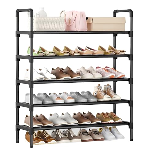 XOBRJQZ Schuhregal für Eingangsbereich, 5-stufiges Metallenes Stapelbares Freistehendes Schuhaufbewahrungsregal, Platzsparend(58x96x26cm(22.8x37.8x10.2in)) von XOBRJQZ