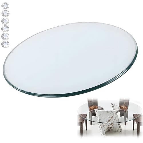 XOBRJQZ Tischplatte aus Gehärtetem Glas, 8 Mm Dickes Rundes Transparent Glas Tischschutz, Flache Polierte Kanten(45cm) von XOBRJQZ