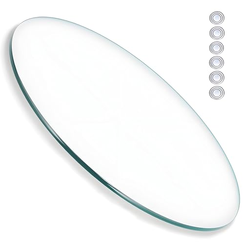 XOBRJQZ Tischplatte aus Klare Rundem Glas - Tischplatte aus Gehärtetem Glas 8 Mm Dick, Flache Polierte Kante, Ideal für Den Ersatz von Couchtisch, Esszimmer und Schreibtische(45cm) von XOBRJQZ