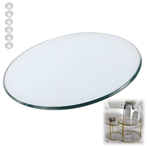 XOBRJQZ Tischplatte aus Klarem Gehärtetem Glas, 8 Mm Dicke Runde Glasplatte mit Rutschfestem Pad - Polierte Kanten(43cm) von XOBRJQZ