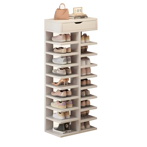 XOBRJQZ Vertikales Schuhregal, Schuhregal-Organisator für Kleine Räume, Hohe Schmale Holz-Schuhablage für Eingangsbereich, Wohnzimmer, Schlafzimmer von XOBRJQZ