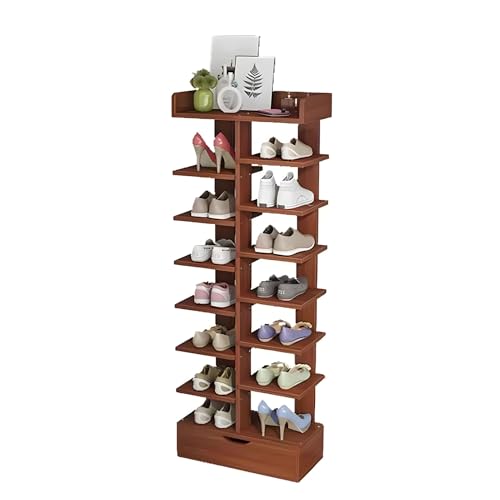 XOBRJQZ Vertikales Schuhregal mit 8 Ebenen, Schuhaufbewahrungsorganizer, Schmales Schuhturm für 14 Paare, Platzsparend, für Eingangsbereich, Wohnzimmer, Schlafzimmer XOBRJQZ Vertikales Schuhregal mit 8 Ebenen, Schuhaufbewahrungsorganizer, Schmales Schuhturm für 14 Paare, Platzsparend, für Eingangsbereich, Wohnzimmer, Schlafzimmer von XOBRJQZ