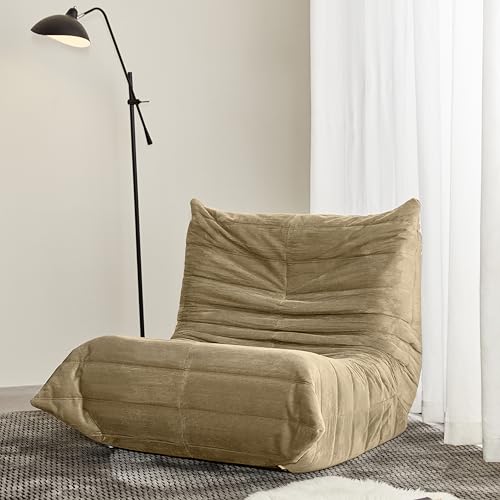 XOFUGEM Sitzsack für Erwachsene, Sitzsack mit hoher Dichte, bequemer Memory-Schaum, riesiger Sitzsack für Wohnzimmer, Schlafzimmer, Lesen und Fernsehen (Beige) von XOFUGEM