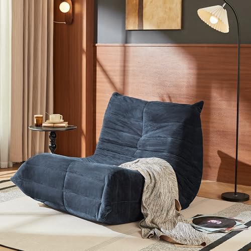 XOFUGEM Sitzsack für Erwachsene, Sitzsack mit hoher Dichte, bequemer Memory-Schaum, riesiger Sitzsack für Wohnzimmer, Schlafzimmer, Lesen und Fernsehen (Blau) von XOFUGEM