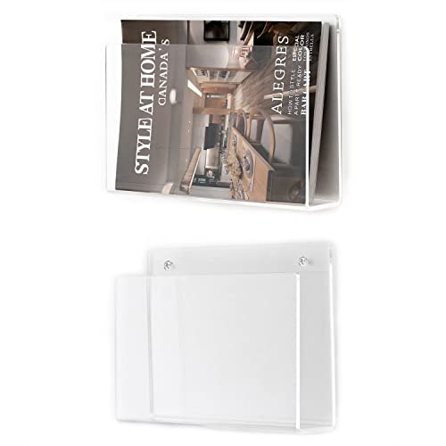 XOHYW 2 Stück Zeitschriftenhalter, Wandhalterung, transparentes Acryl-Zeitschriftenständer, Organizer, Ordner, Bücherregal, Aktenregal für Wartezimmer, Wohnzimmer, Büro, Zuhause von XOHYW