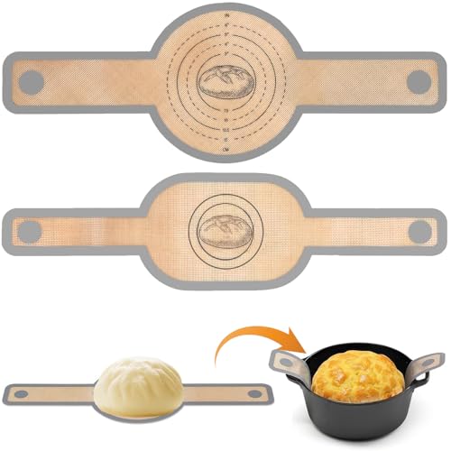 XOKL Silikon-Backmatte Brotschlinge 2 Stück Wiederverwendbare Anti-Haft Bakermatte für Dutch Oven Pizza Sauerteigbrot mit Langem Griff Rutschfest Dunkelgrau XOKL Silikon-Backmatte Brotschlinge 2 Stück Wiederverwendbare Anti-Haft Bakermatte für Dutch Oven Pizza Sauerteigbrot mit Langem Griff Rutschfest Dunkelgrau von XOKL