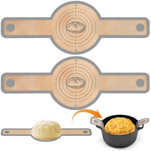 2 Stück Silikon-Brotschlinge mit Backmatte für Dutch Oven – Wiederverwendbare Antihaftbeschichtete Silikonmatte Sauerteigbrot Backhilfe Langgriff Rund Dunkelgrau 2 Stück Silikon-Brotschlinge mit Backmatte für Dutch Oven – Wiederverwendbare Antihaftbeschichtete Silikonmatte Sauerteigbrot Backhilfe Langgriff Rund Dunkelgrau von XOKL