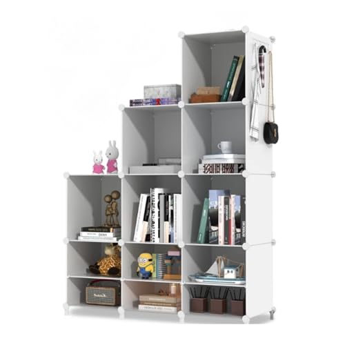 XOKOTAKI Schuhregal,Regalsystem, Kleiderschrank mit 9 Würfeln,Modularer Regal, Regal mit Modulen, Bücherregal aus Kunststoff, für Schuhe, Kleidung, Bücher, einfache Montage, Kleiderschrank, weiß. von XOKOTAKI