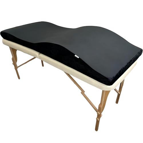XOLLOZ Kurvige Massagebett-Topper aus Samt | Hochdichtes Schaumstoff-Wimpernbett mit weichem Samt und ergonomischem Design | Ausgezeichnete Auflage für einen Schönheitssalon (Schwarz – 71,1 cm) von XOLLOZ