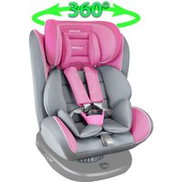 Xomax - Auto Kindersitz mit 360° Drehfunktion und isofix für Kinder von 0 - 36 kg (Klasse 0, i, ii, iii) 916, Hellgrau/Rosa von XOMAX