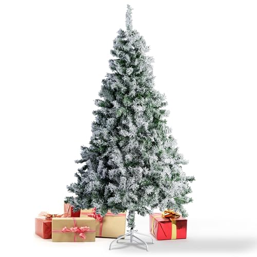 Künstlicher Weihnachtsbaum Tannenbaum 30,60,90,120, 150, 180,210 240cm Christbaum Baum Grün Weiss (Schnee, 210) von XONIC