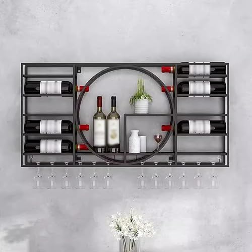Modernes, an der Wand montiertes Weinregal aus Metall, Weinhalter aus Eisen, schwebende Regale für die Bar, multifunktionales Dekorregal für Schnapsflaschen für die Küche zu Hause (Größe: 110 × 11 × 6 von XONJEMU