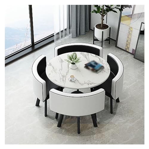 Office Reception Room Club Table,Office Table and Chair Set Reception Coffee Table,Tables and Chairs for Reception,Round Dining Table with 4 Chairs Set,Black Table Legs,for Dining Room,Kitchen, von XONJEMU