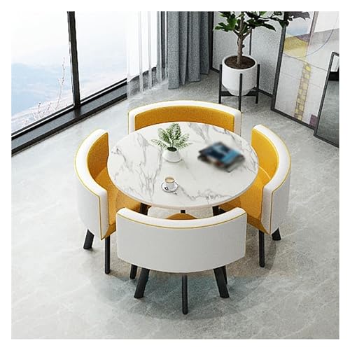 Office Reception Room Club Table,Office Table and Chair Set Reception Coffee Table,Tables and Chairs for Reception,Round Dining Table with 4 Chairs Set,Black Table Legs,for Dining Room,Kitchen, von XONJEMU