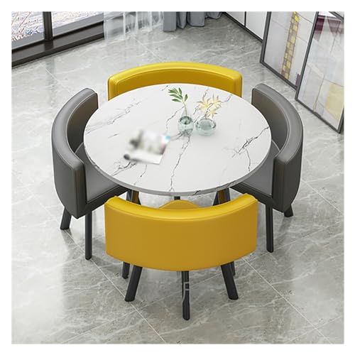 Office Reception Room Club Table,Office Table and Chair Set Reception Coffee Table,Tables and Chairs for Reception,Round Dining Table with 4 Chairs Set,Black Table Legs,for Dining Room,Kitchen, von XONJEMU