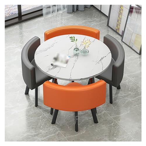Office Reception Room Club Table,Office Table and Chair Set Reception Coffee Table,Tables and Chairs for Reception,Round Dining Table with 4 Chairs Set,Black Table Legs,for Dining Room,Kitchen, von XONJEMU