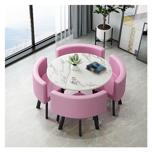 Office Reception Room Club Table,Office Table and Chair Set Reception Coffee Table,Tables and Chairs for Reception,Round Dining Table with 4 Chairs Set,Black Table Legs,for Dining Room,Kitchen, von XONJEMU
