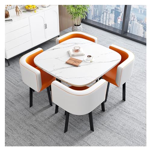 Round Dining Room Table Set for 4 People,Office Reception Round Table,Dining Table with Soft Backrest,Dining Table Set for Dining Room,Kitchen Table and Chairs for 4 People,Cafe/Balcony Living Room Round Dining Room Table Set for 4 People,Office Reception Round Table,Dining Table with Soft Backrest,Dining Table Set for Dining Room,Kitchen Table and Chairs for 4 People,Cafe/Balcony Living Room von XONJEMU