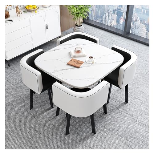 Round Dining Room Table Set for 4 People,Office Reception Round Table,Dining Table with Soft Backrest,Dining Table Set for Dining Room,Kitchen Table and Chairs for 4 People,Cafe/Balcony Living Room Round Dining Room Table Set for 4 People,Office Reception Round Table,Dining Table with Soft Backrest,Dining Table Set for Dining Room,Kitchen Table and Chairs for 4 People,Cafe/Balcony Living Room von XONJEMU