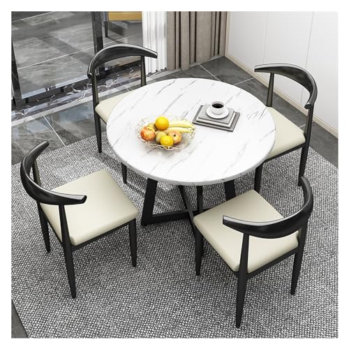 Round Dining Table with 4 Chairs Set,Meetings Small Round Tables,Reception Table and Chair Combination,Negotiation Table,Meeting Table with Chairs,for Dining Room,Kitchen,Restaurant and Living Round Dining Table with 4 Chairs Set,Meetings Small Round Tables,Reception Table and Chair Combination,Negotiation Table,Meeting Table with Chairs,for Dining Room,Kitchen,Restaurant and Living von XONJEMU