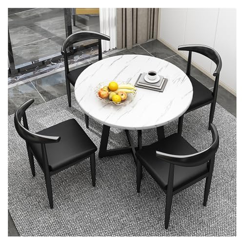 Round Dining Table with 4 Chairs Set,Meetings Small Round Tables,Reception Table and Chair Combination,Negotiation Table,Meeting Table with Chairs,for Dining Room,Kitchen,Restaurant and Living Round Dining Table with 4 Chairs Set,Meetings Small Round Tables,Reception Table and Chair Combination,Negotiation Table,Meeting Table with Chairs,for Dining Room,Kitchen,Restaurant and Living von XONJEMU