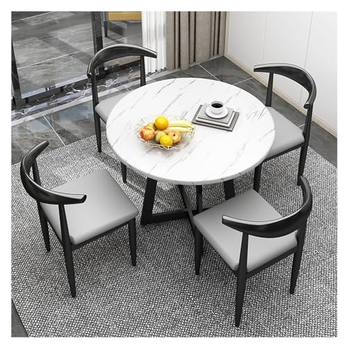 Round Dining Table with 4 Chairs Set,Meetings Small Round Tables,Reception Table and Chair Combination,Negotiation Table,Meeting Table with Chairs,for Dining Room,Kitchen,Restaurant and Living Round Dining Table with 4 Chairs Set,Meetings Small Round Tables,Reception Table and Chair Combination,Negotiation Table,Meeting Table with Chairs,for Dining Room,Kitchen,Restaurant and Living von XONJEMU