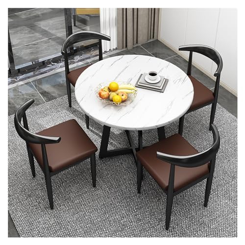 Round Dining Table with 4 Chairs Set,Meetings Small Round Tables,Reception Table and Chair Combination,Negotiation Table,Meeting Table with Chairs,for Dining Room,Kitchen,Restaurant and Living Round Dining Table with 4 Chairs Set,Meetings Small Round Tables,Reception Table and Chair Combination,Negotiation Table,Meeting Table with Chairs,for Dining Room,Kitchen,Restaurant and Living von XONJEMU