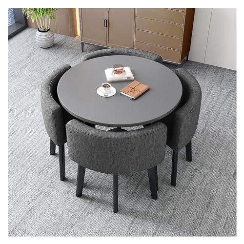 Round Dining Table with 4 Chairs Set,Reception Table and Chair Combination,Meeting Table with Chairs,Coffee Table and Chair Set,Reception Table,Negotiating Table,for Dining Room and Kitchen 80 Round Dining Table with 4 Chairs Set,Reception Table and Chair Combination,Meeting Table with Chairs,Coffee Table and Chair Set,Reception Table,Negotiating Table,for Dining Room and Kitchen 80 von XONJEMU