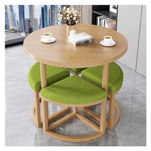 Round Dining Table with 4 Chairs Set,Reception Table and Chair Combination,Meetings Small Round Tables,Office Table and Chair Set,Meeting Table,for Dining Room,Kitchen,Living Room 80 cm (Color Round Dining Table with 4 Chairs Set,Reception Table and Chair Combination,Meetings Small Round Tables,Office Table and Chair Set,Meeting Table,for Dining Room,Kitchen,Living Room 80 cm (Color von XONJEMU