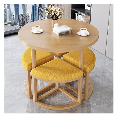 Round Dining Table with 4 Chairs Set,Reception Table and Chair Combination,Meetings Small Round Tables,Office Table and Chair Set,Meeting Table,for Dining Room,Kitchen,Living Room 80 cm (Color Round Dining Table with 4 Chairs Set,Reception Table and Chair Combination,Meetings Small Round Tables,Office Table and Chair Set,Meeting Table,for Dining Room,Kitchen,Living Room 80 cm (Color von XONJEMU
