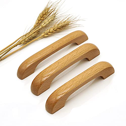 XONJEMU 3 Stück Holz-Griff für Kleiderschrank,Schublade,Türgriff,bogenförmiger Griff,Schranktür,Schubladenbeschläge,Griff aus natürlichem Holz,Möbelgriff,Möbelknöpfe (Lochabstand,64mm/2,5Zoll) von XONJEMU