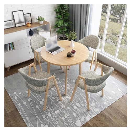 XONJEMU Dining Room Group Dining Table with 4 Chairs Set,Meeting Table,Negotiation Table,Round Kitchen Table,Conference Table,Dining Set,Reception Table,Space-Saving Balcony Dining Table Set,Leisure von XONJEMU