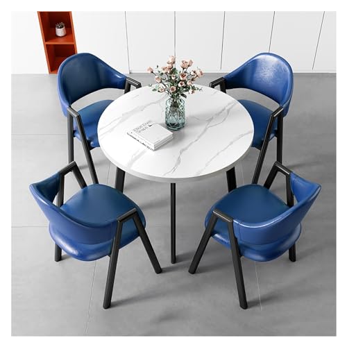 XONJEMU Dining Table Round Dining Table with Soft Backrest,Dining Table Set with Marble Structure,Office Reception Round Table,Space Saving Round 4-Seater Cafe Table,Dining Table for Home,Kitchen, XONJEMU Dining Table Round Dining Table with Soft Backrest,Dining Table Set with Marble Structure,Office Reception Round Table,Space Saving Round 4-Seater Cafe Table,Dining Table for Home,Kitchen, von XONJEMU