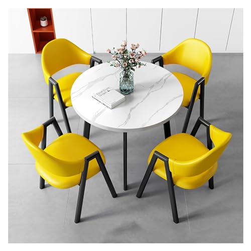 XONJEMU Dining Table Round Dining Table with Soft Backrest,Dining Table Set with Marble Structure,Office Reception Round Table,Space Saving Round 4-Seater Cafe Table,Dining Table for Home,Kitchen, XONJEMU Dining Table Round Dining Table with Soft Backrest,Dining Table Set with Marble Structure,Office Reception Round Table,Space Saving Round 4-Seater Cafe Table,Dining Table for Home,Kitchen, von XONJEMU